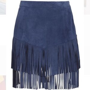 Intermix Maris Fringe Suede Skirt
